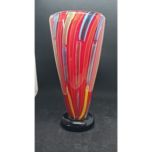 Multicolor Art Glass Murano-style Layered Vase